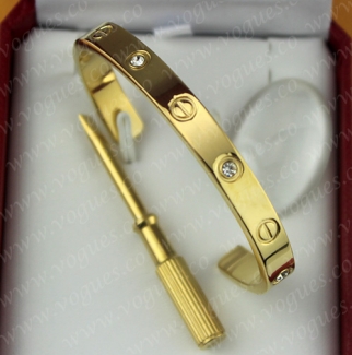 Cartier Semi-Open Love Bracelet Yellow Gold 4 Diamonds